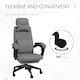 image 7 of Vinsetto Office Chair, Ergonomic Desk Chair, High Back Fabric Work Chair with 160 Reclining Backrest, Retractable Footrest, Neck and Lumbar Pillow for Home and Study, Dark Grey