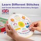 image 5 of Beginner Embroidery Kit (4 Pack) for Adults, Learn 33 Stitches with Easy DIY Video Tutorials, Coloured Design Patterns (AZA100)