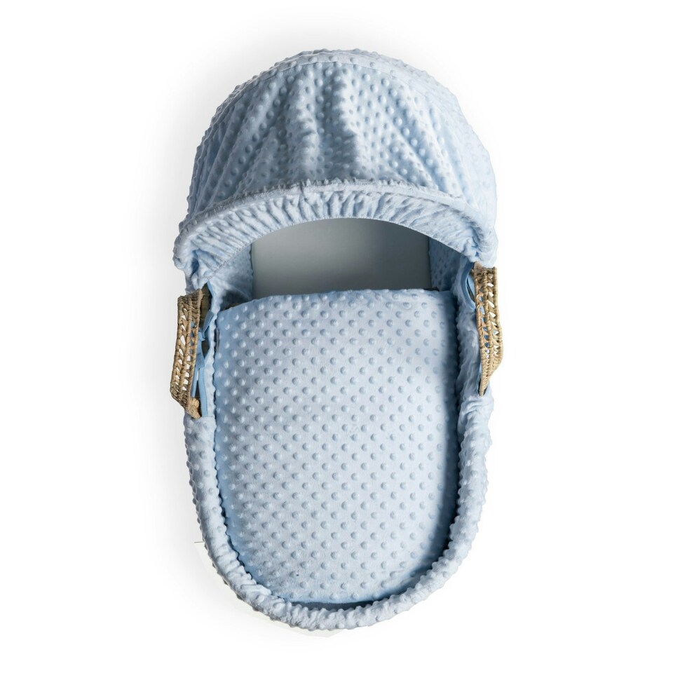 image 1 of Clair de Lune Dimple Palm Moses Basket With Folding Stand - Blue