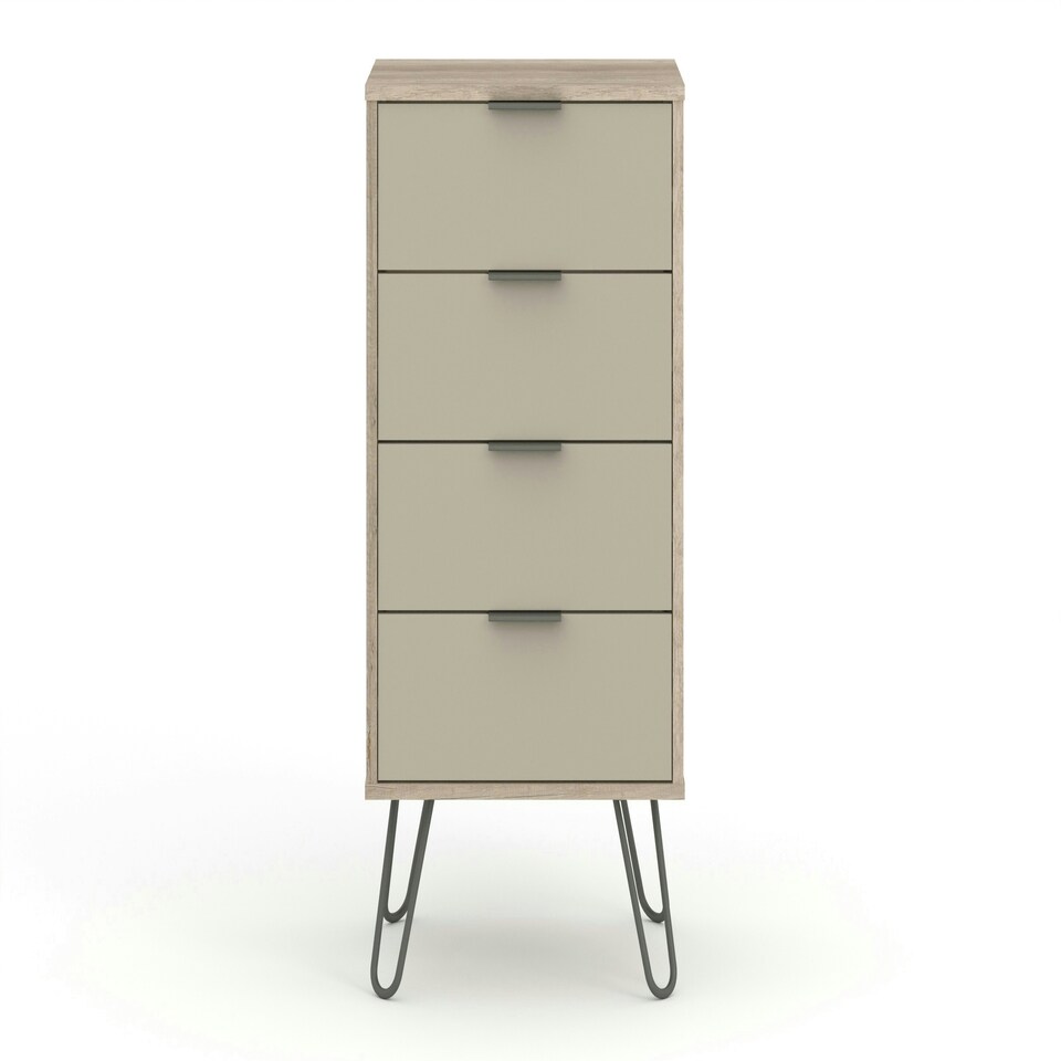 image 1 of Augusta Driftwood, 4 Drawer Narrow Chest Of Drawers Cream