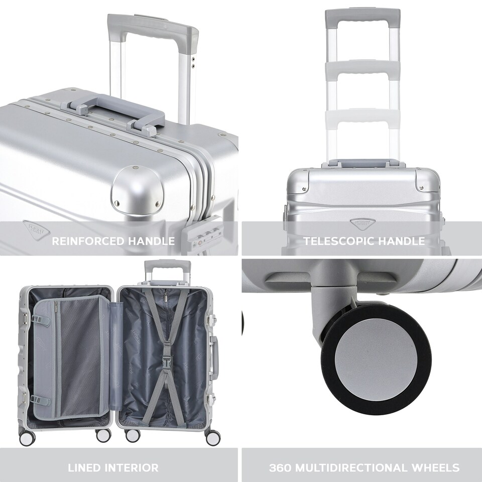 image 1 of Flight Knight Premium Travel Suitcase - 8 Wheels Built-in TSA Lock Aluminium Frame, ABS Hard Shell Carry on Check in Luggage - 100+ Airlines Approved Black | Black Mono | Cabin Bag