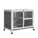 image 1 of PawHut Rabbit Hutch, Bunny Cage 2 Layers with Wheels & Open Roof, Grey