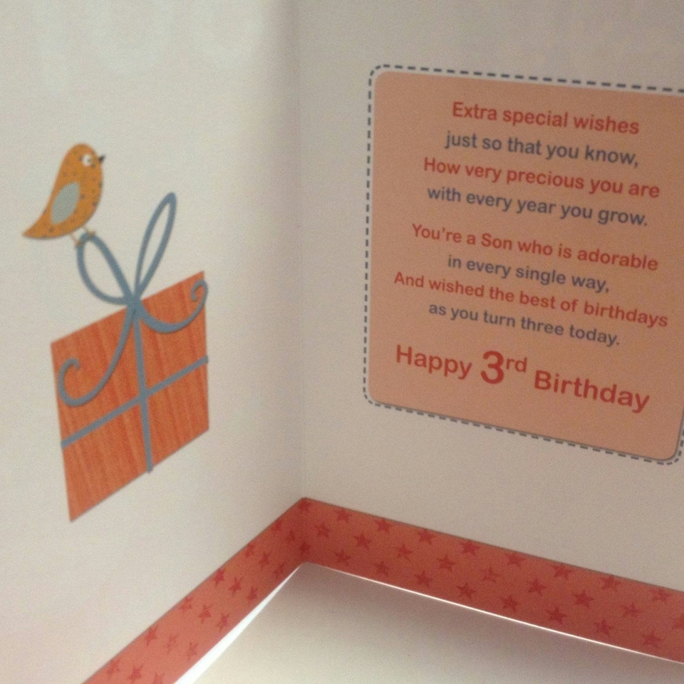 image 1 of For A Special Son 3 Today Birthday Card