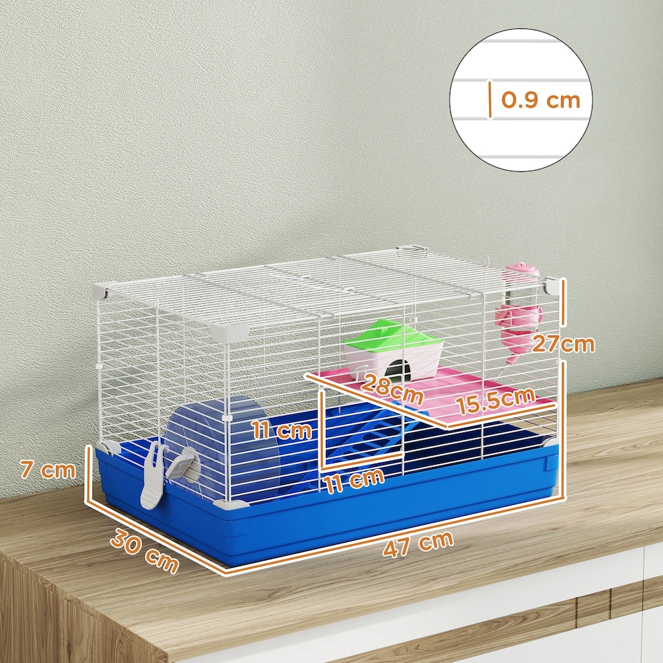 image 1 of PawHut Hamster Cage Pet Animal Travel Cage Box Double Layers w/ Accessories