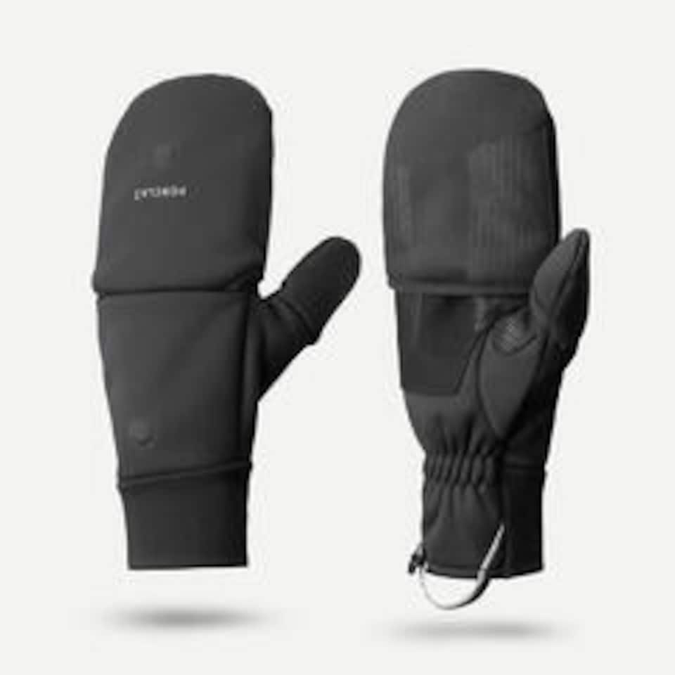 image 1 of Decathlon Adults’ warm and windproof trekking mittens, MT900 - Black