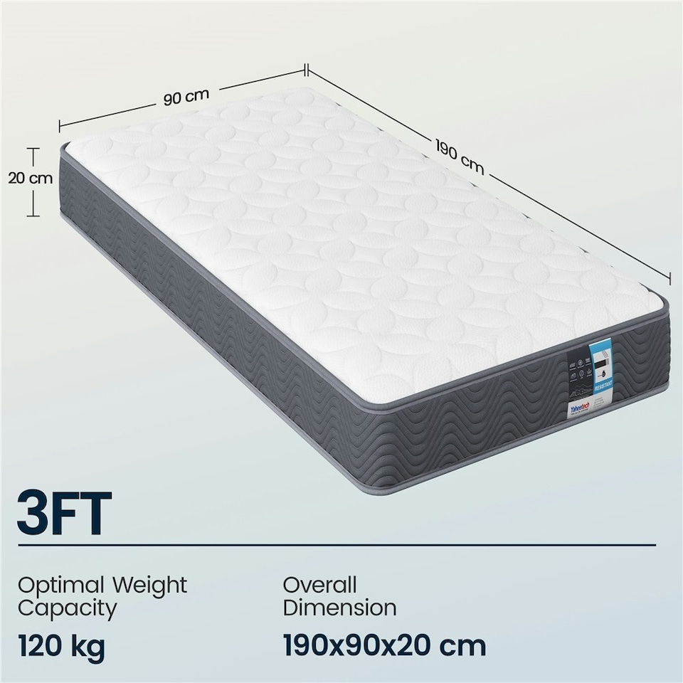 image 1 of Yaheetech Single Medium Firm Hybrid Mattress with Pocket Sprung