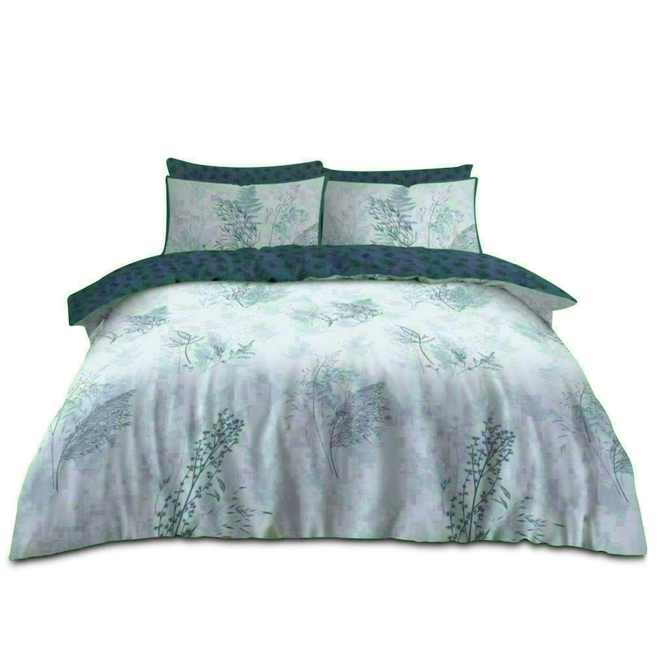 image 1 of Bluebell Floral Printed Duvet Cover Set Reversible Polycotton Beddings Grey | King