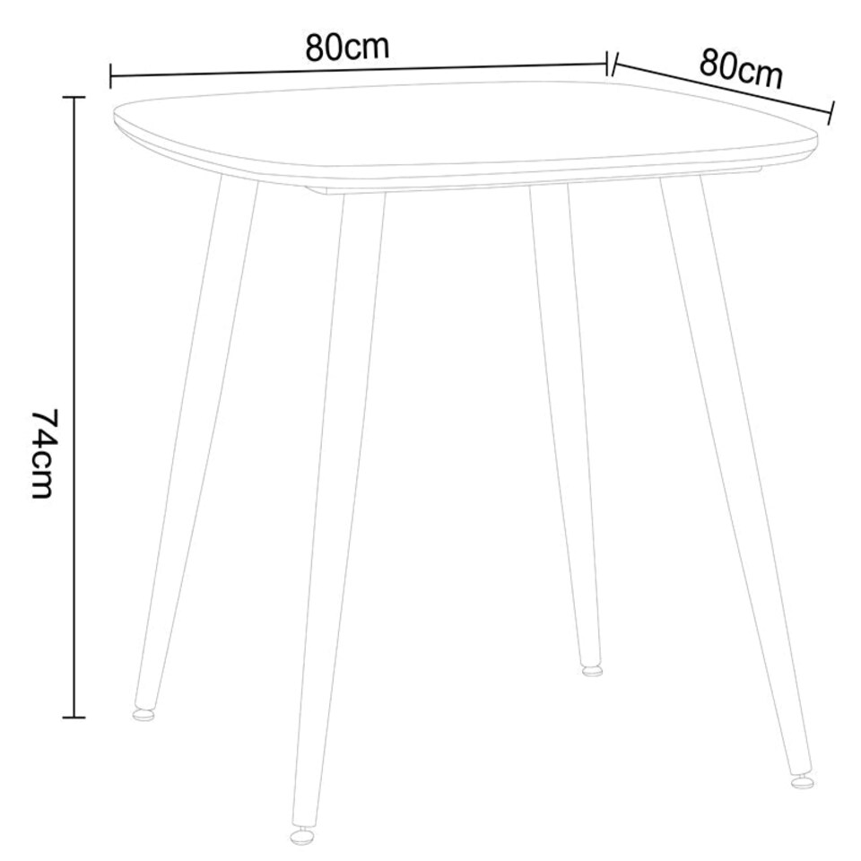 image 1 of Aspen Tapered Legs Square Dining Table and 4 Duo Plastic Seat Chairs with Metal Legs - White/Grey/Black - Flat Packed White