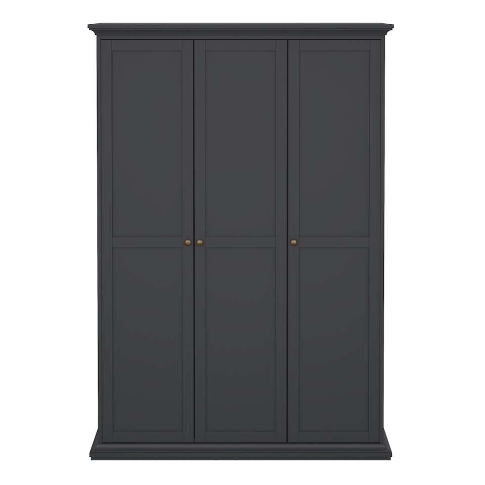 image 1 of Paris Wardrobe with 3 Doors in Matt Grey