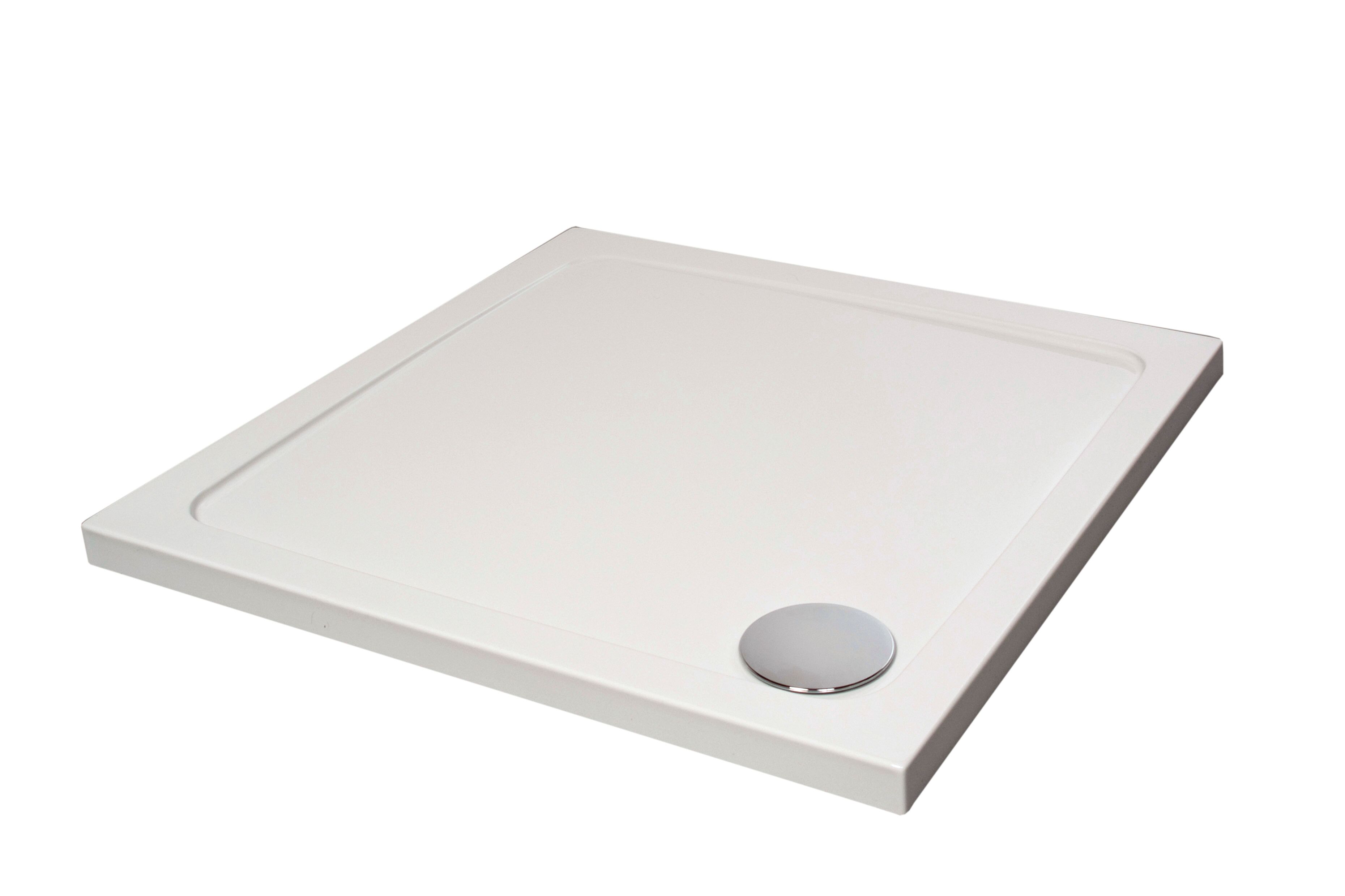 White Square Stone Resin Premium Shower Tray With Corner Waste Position, 900 X 900 Mm - Balterley