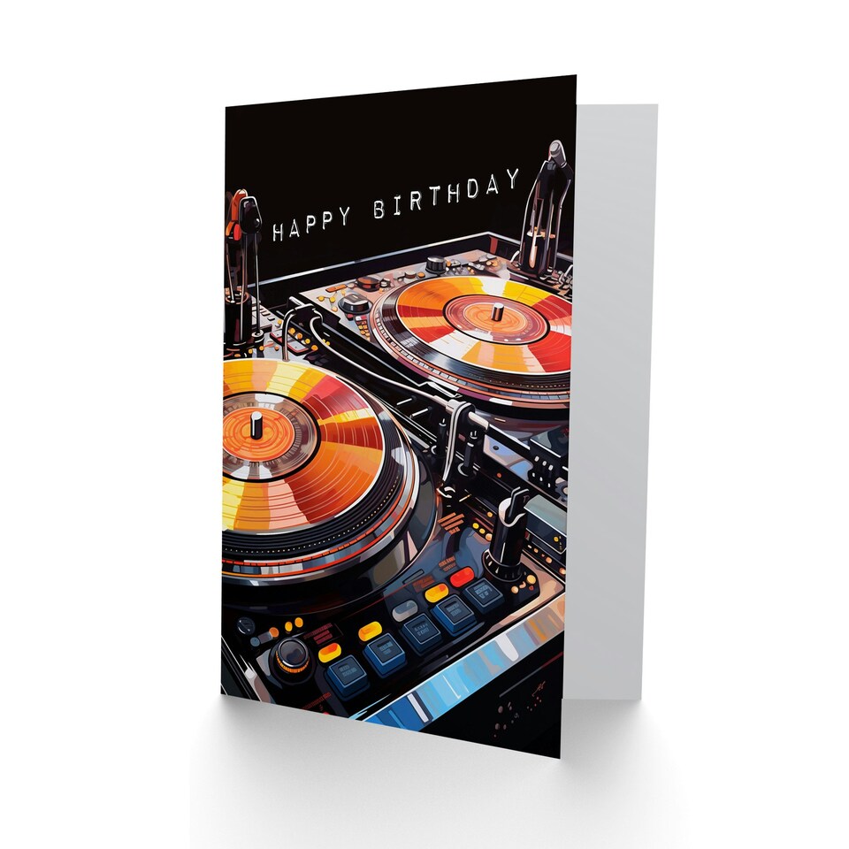 image 1 of Cool DJ Controller Decks Close Up Music Lover Birthday Greeting Card