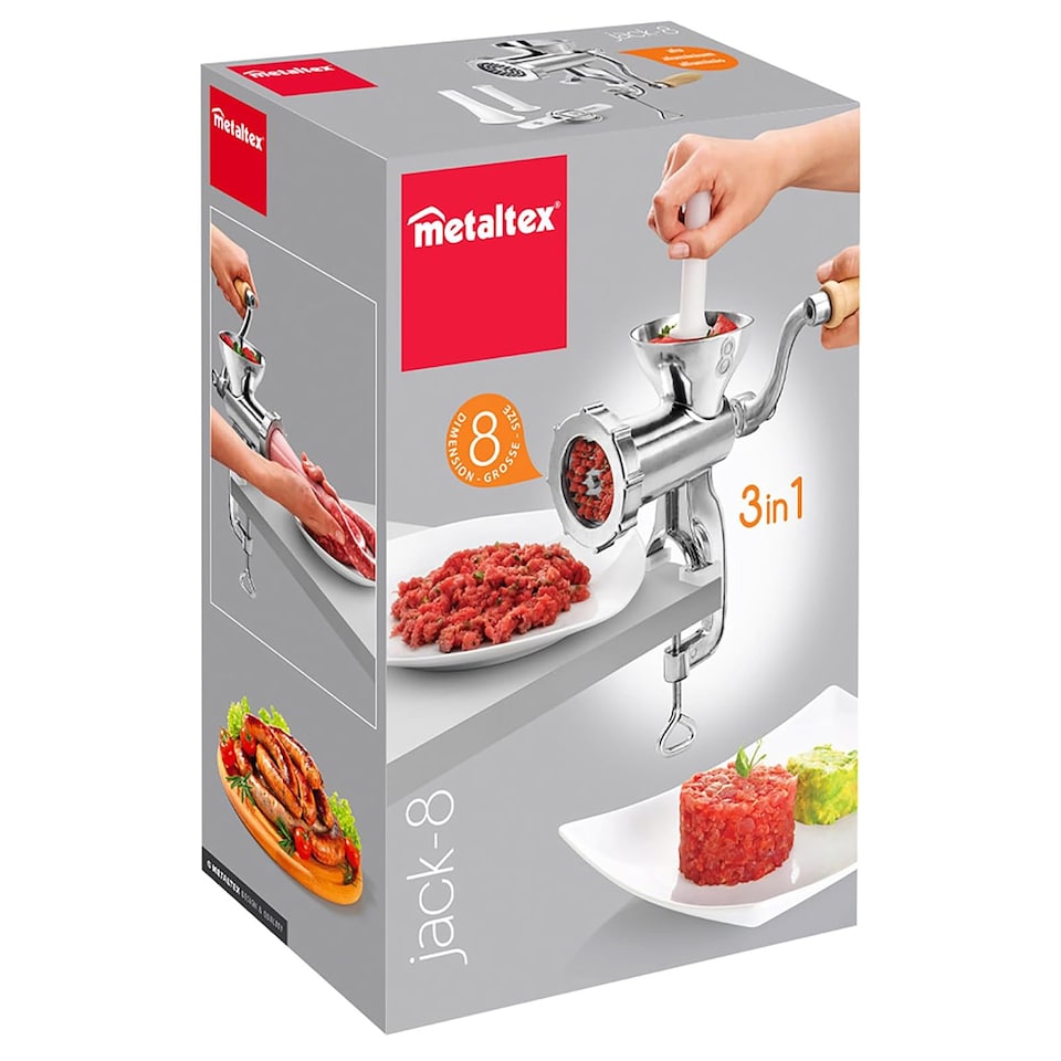image 1 of Metaltex 3-in-1 Meat Grinder With Sausage Attachment - Silver