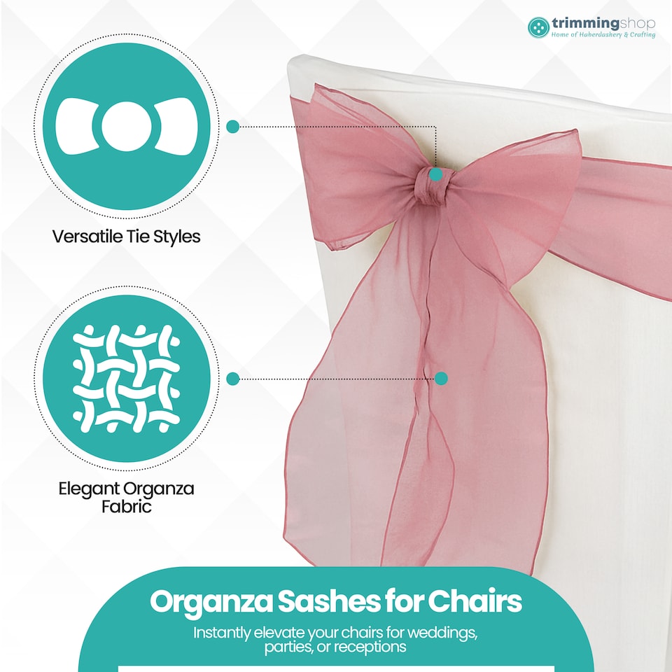 image 1 of 17 x 280cm Organza Chair Sashes, Sheer Sash Ties - 25pcs