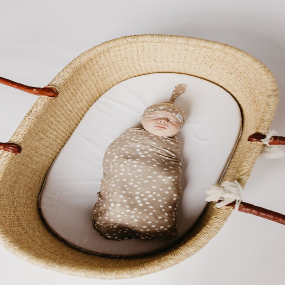 image 1 of Copper Pearl Knitted Swaddle Blanket Fawn