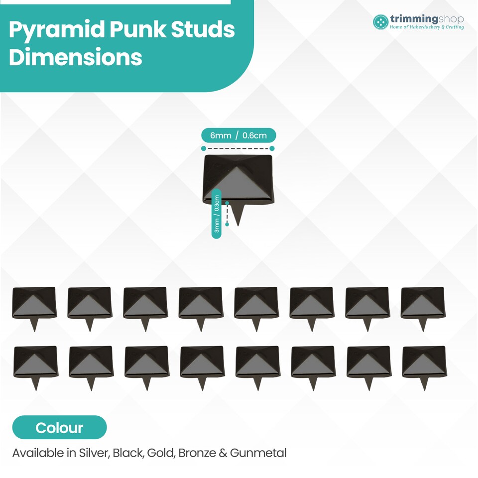 image 1 of 6mm Pyramid Shaped Nail Head Studs Square Metal Leather Rivets - 50pcs