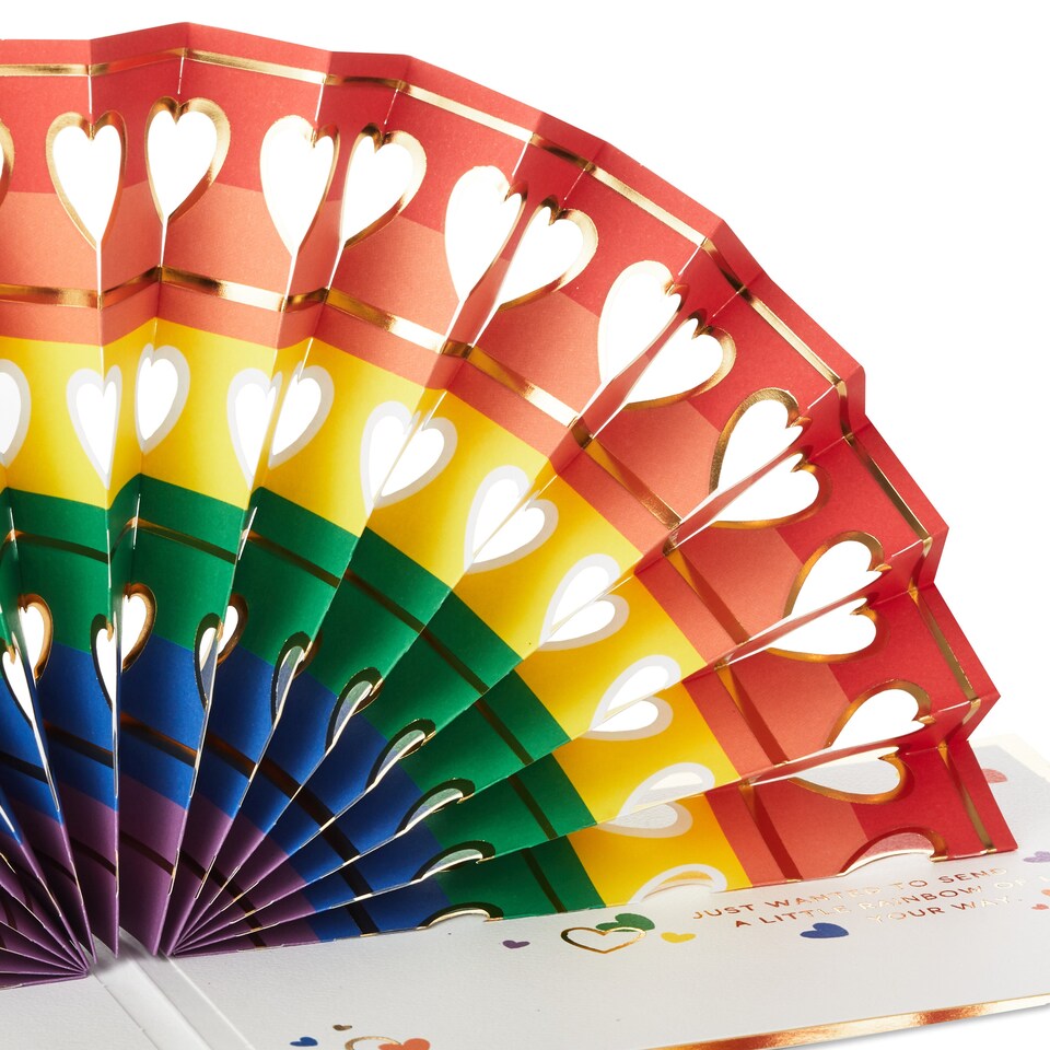 image 1 of Hallmark Greeting Card - 3D Pop-Up Rainbow And Hearts Design