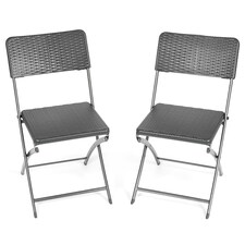 Christow Folding Garden Chairs Rattan Effect Outdoor Camping Dining Set Of 2