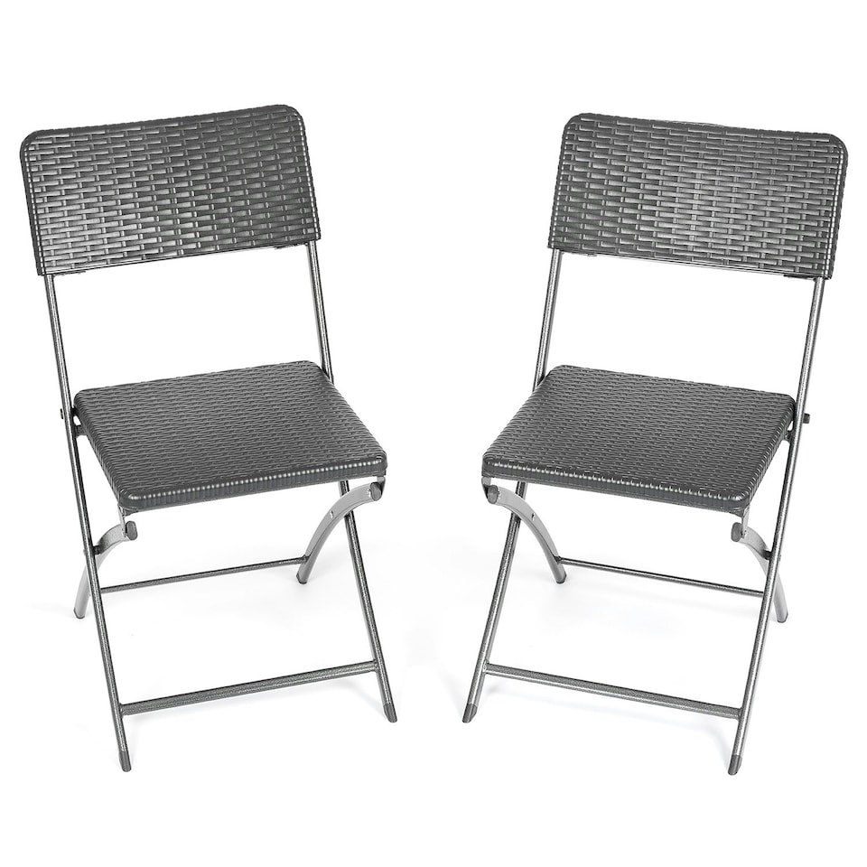 image 1 of Christow Folding Garden Chairs Rattan Effect Outdoor Camping Dining Set Of 2