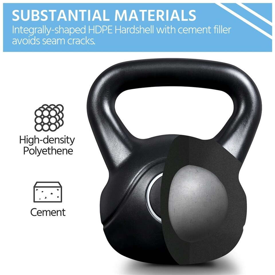 image 1 of Yaheetech 16kg HDPE Coated Kettlebell with Ergonomic Handle | Black | 16