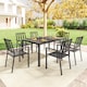 image 8 of Outsunny 7 PCs Garden Dining Set w/ Stackable Chairs and Metal Top Table, Black | Black