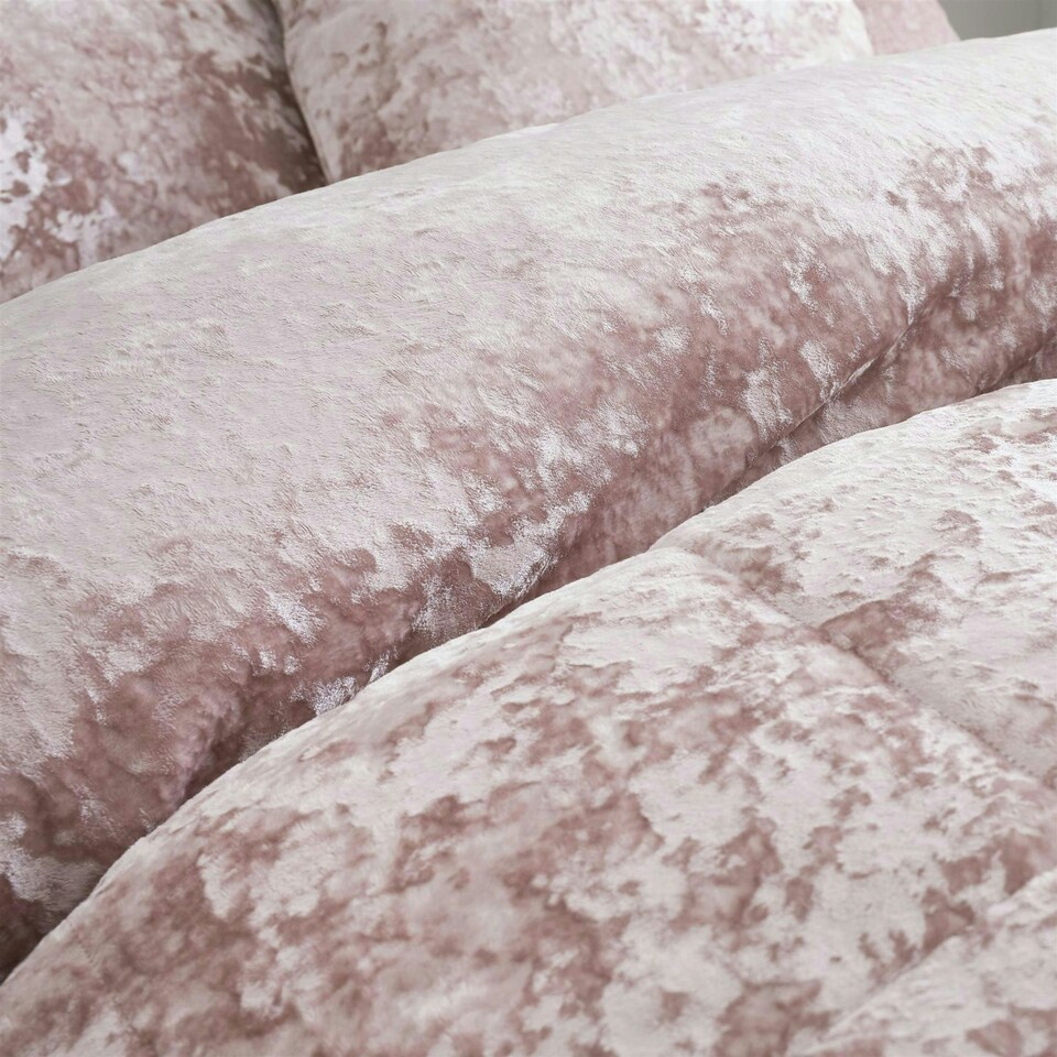 image 1 of Catherine Lansfield Crushed Velvet Blush Duvet Cover Set Pink | Double