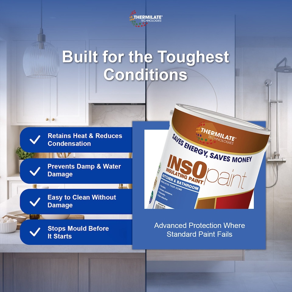 image 1 of InsOpaint Kitchen & Bathroom Paint - Best Anti-Mould Protection, Insulating Walls & Ceilings - Manhattan Grey