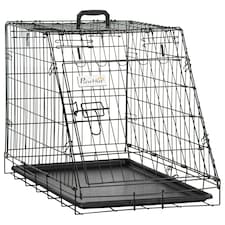 Pawhut Trapeze Collapsible Dog Pet Travel Box Cage Removable Tray 77 x 47 x 55cm
