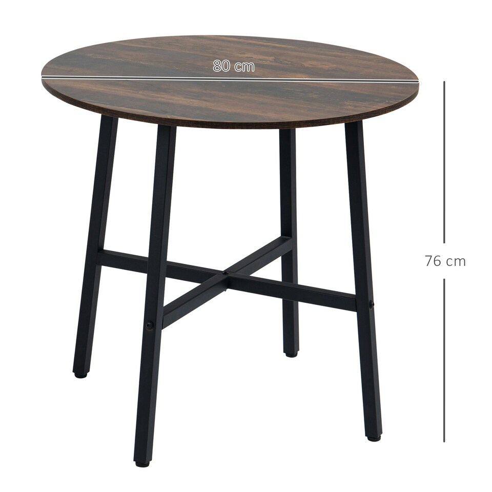 image 1 of HOMCOM 80cm Round Kitchen Table, Dining Table for Small Spaces, Steel Leg