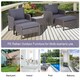image 7 of Outsunny 5 Pieces PE Rattan Garden Furniture Set with 10cm Thick Padded Cushions, Wicker Weave Outdoor Seating Chairs with 2 Armchairs, 2 Stools, Glass Top Table, Grey