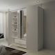 image 3 of Modern Space-Saving 4-Door Hinged Wardrobe with Central Mirrored Doors - 8 Shelves & 2 Drawers, 171cm Wide