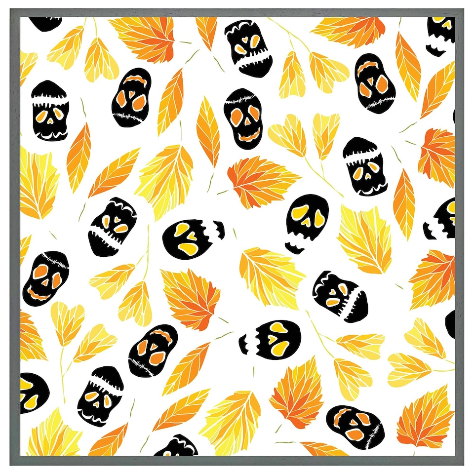 image 1 of Autumn leaves & halloween skulls (Picutre Frame) Brown | XS