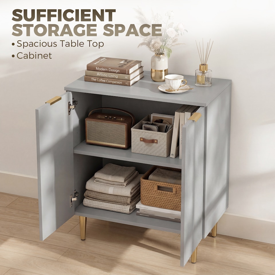 image 1 of HOMCOM Sideboard Buffet Cabinet with Adjustable Shelf, Grey