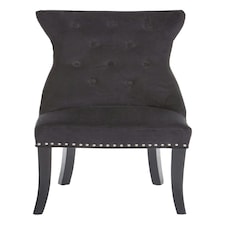 Interiors by Premier Black Cotton Velvet Dining Chair, High Quality Velvet Chair, HighBack Accent Chair, Cozy Borg Chair