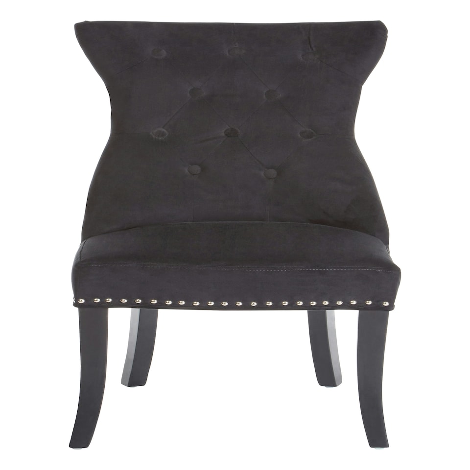 image 1 of Interiors by Premier Black Cotton Velvet Dining Chair, High Quality Velvet Chair, HighBack Accent Chair, Cozy Borg Chair