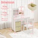 image 10 of COSTWAY Kids Vanity Set Princess Makeup Desk and Chair White