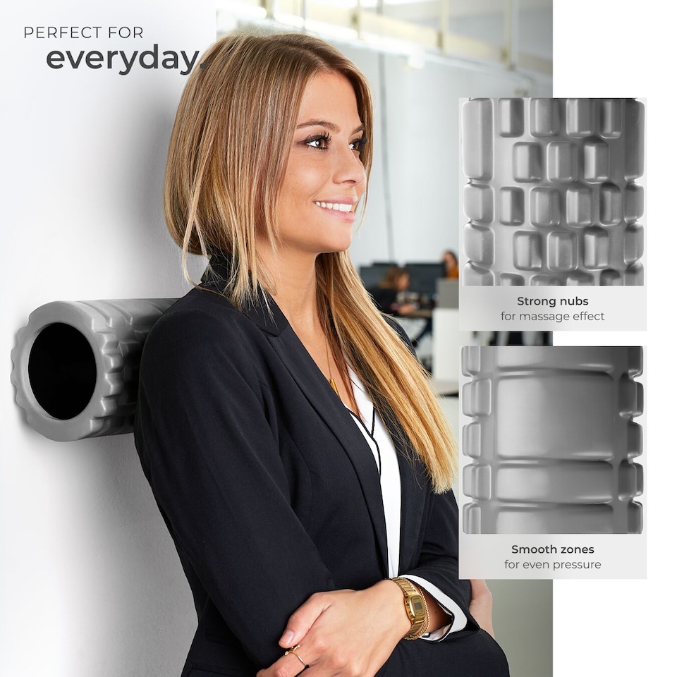 image 1 of Foam Roller with Textured Surface for Therapy Treatment, 335 x 145 mm | Grey | grey | 33,50 x 14,50 x 14,50 cm | 2