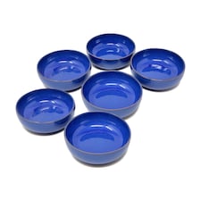 Verano Spanish Ceramics Selena Glazed Set of 6 Small Bowls - Blue 10cm