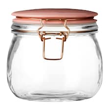 Interiors by Premier Retro Pastel Pink Glass Jar, 750ml Capacity, Airtight Clip Lid with Silicone Seal