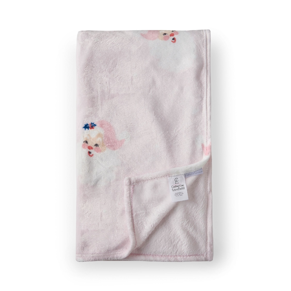 image 1 of Catherine Lansfield Vintage Christmas Santa Cosy Fleece Blanket Throw