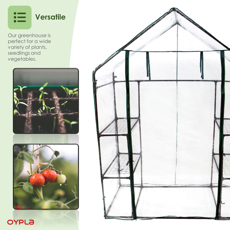image 1 of 3-Tier 4 Shelf Mini Walk-in Growhouse Garden Greenhouse