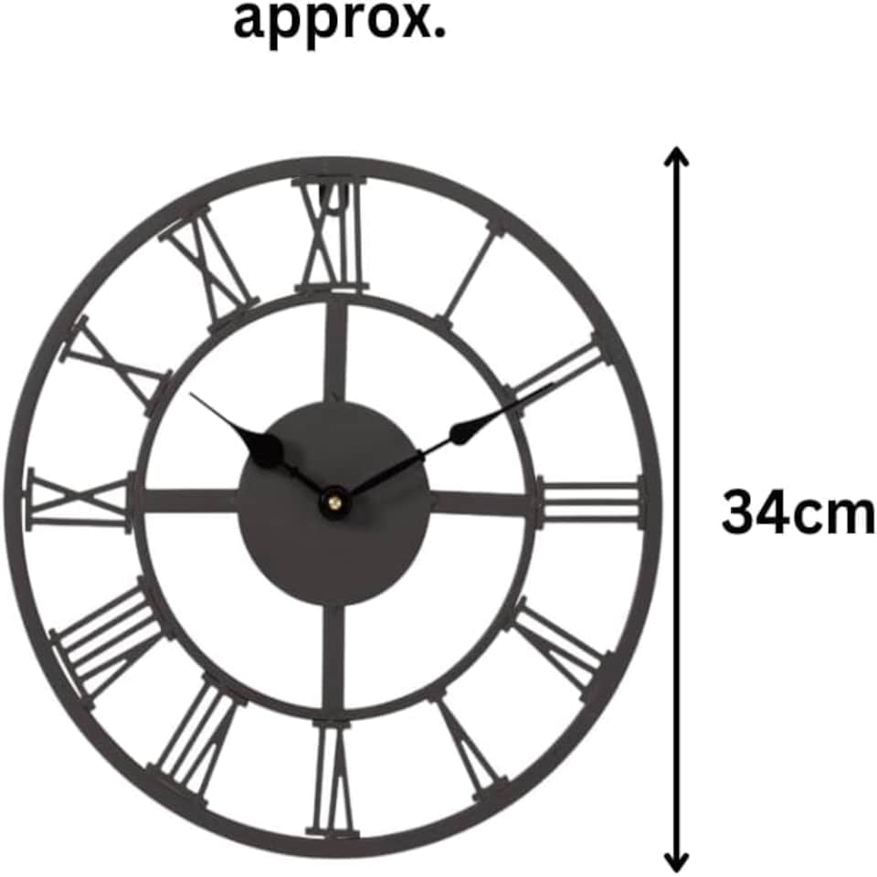 image 1 of Marco Paul 35cm Skeleton Wall Clock Grey