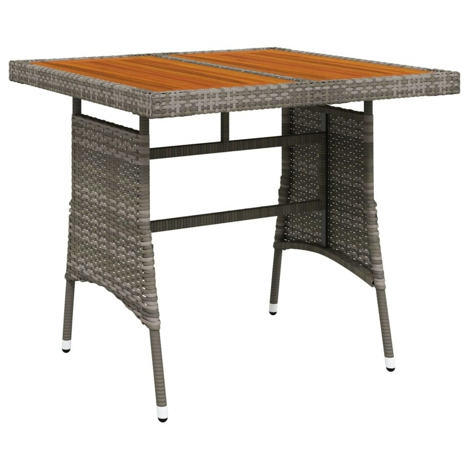 Garden Table Grey 70x70x72 cm Poly Rattan & Solid Acacia Wood Tesco