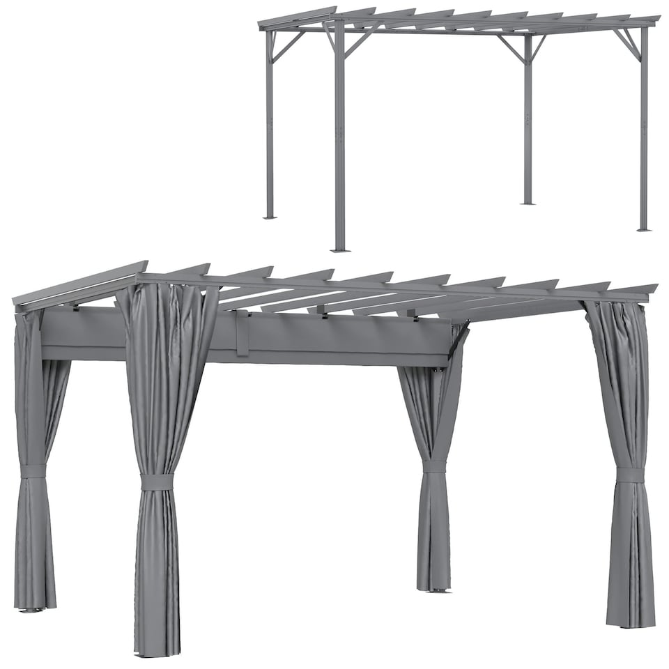 image 1 of Outsunny 3.6 x 3(m) Outdoor Retractable Pergola Gazebo Sun Shade Canopy Curtains