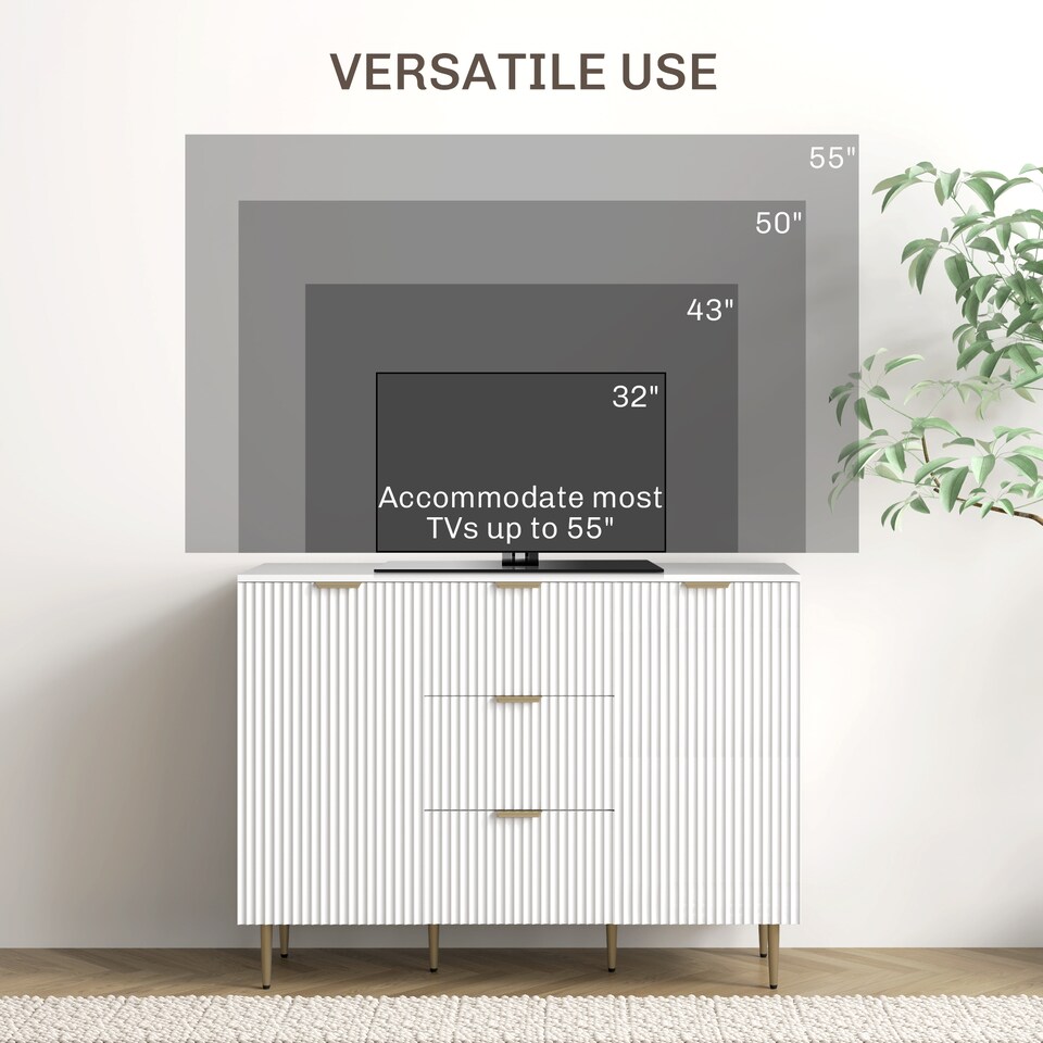 image 1 of HOMCOM Sideboard Buffet Cabinet w/ 3 Drawers and Adjustable Shelves, White