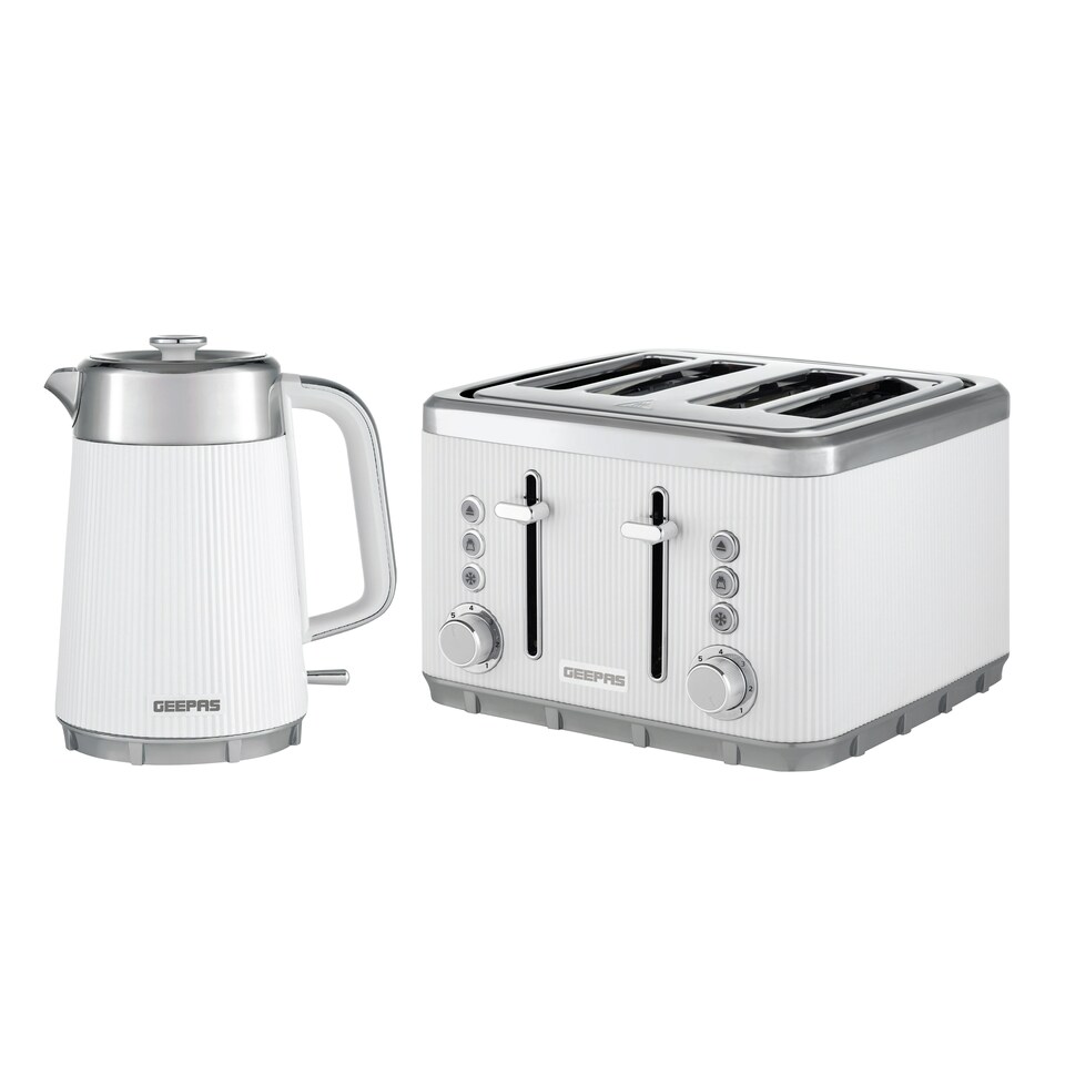 GEEPAS 1.7L Electric Kettle & 4 Slice Toaster Kitchen Combo Set