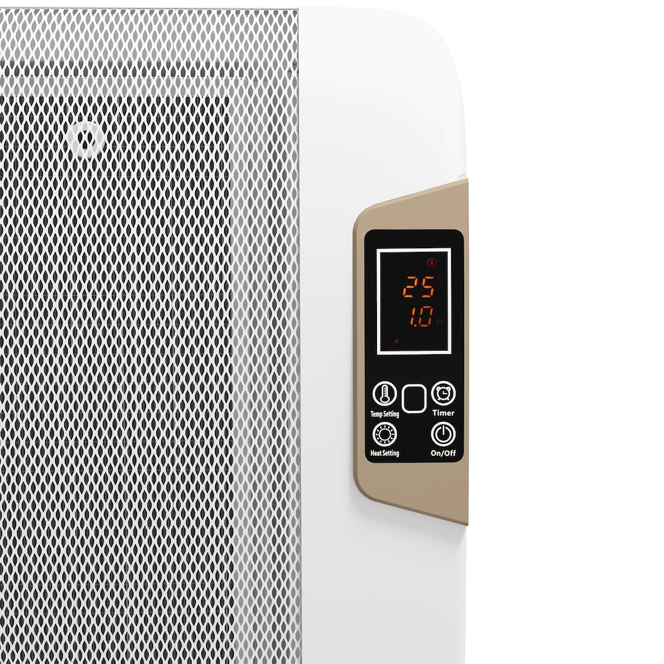 image 1 of HOMCOM Mica Electric Space Heater, Portable Heater for Home with 2 Heat Settings, Living Room, Study, Garage, Adjustable Temperature 18-30C, 1000W2000W, White