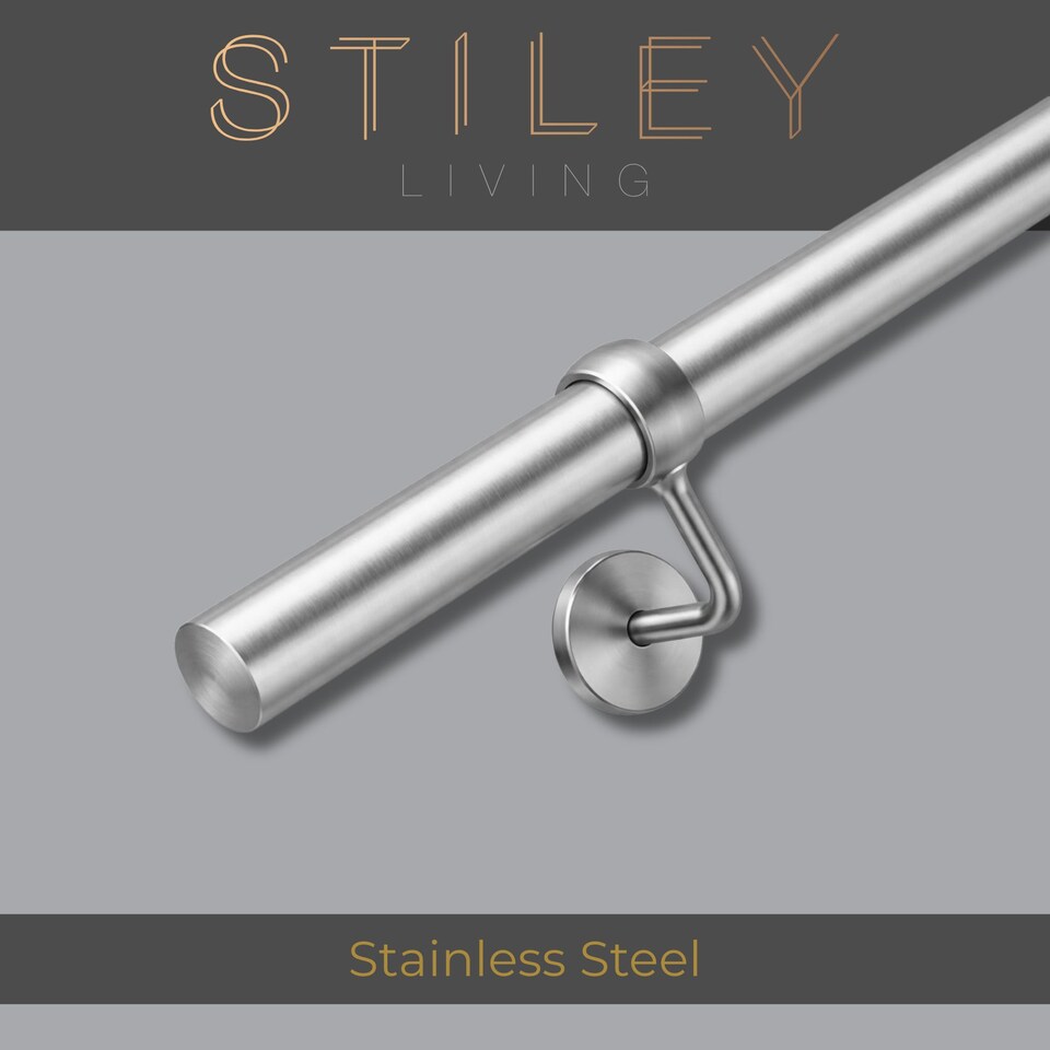 image 1 of Stiley Living Wall Mounted Handrail Kit, Banister System with Brackets and Fixings