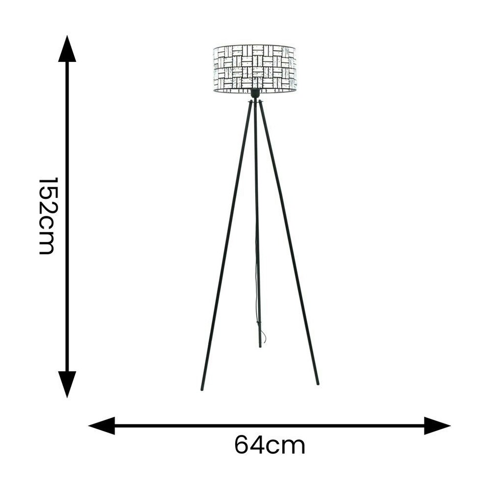 image 1 of ValueLights Elise Acrylic Jewel Shade Black Tripod Floor Lamp Black