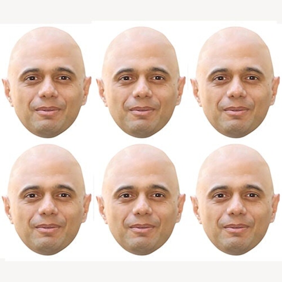 Sajid Javid Cardboard Face Masks - Pack of 6