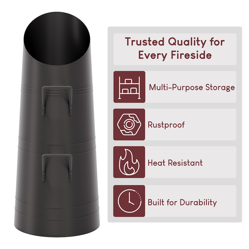 image 1 of Fire Vida Coal Hod Log Fire Storage Fireside Fireplace Accessory, Black